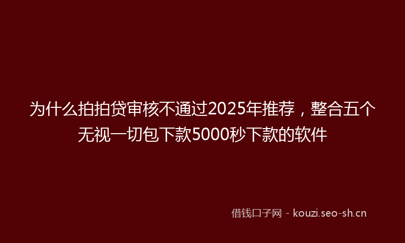 为什么拍拍贷审核不通过2025年推荐，整合五个无视一切包下款5000秒下款的软件