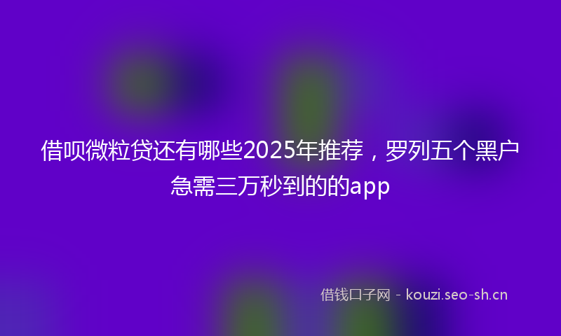 借呗微粒贷还有哪些2025年推荐,罗列五个黑户急需三万秒到的的app