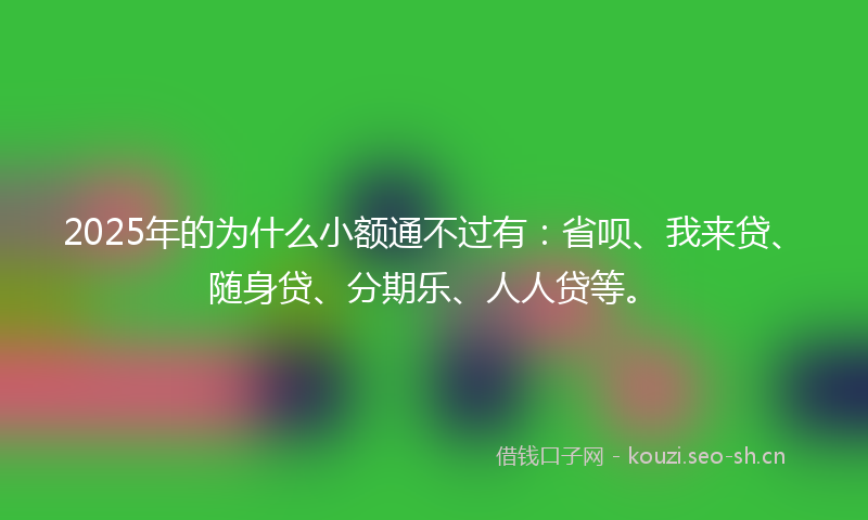 2025年的为什么小额通不过有：省呗、我来贷、随身贷、分期乐、人人贷等。