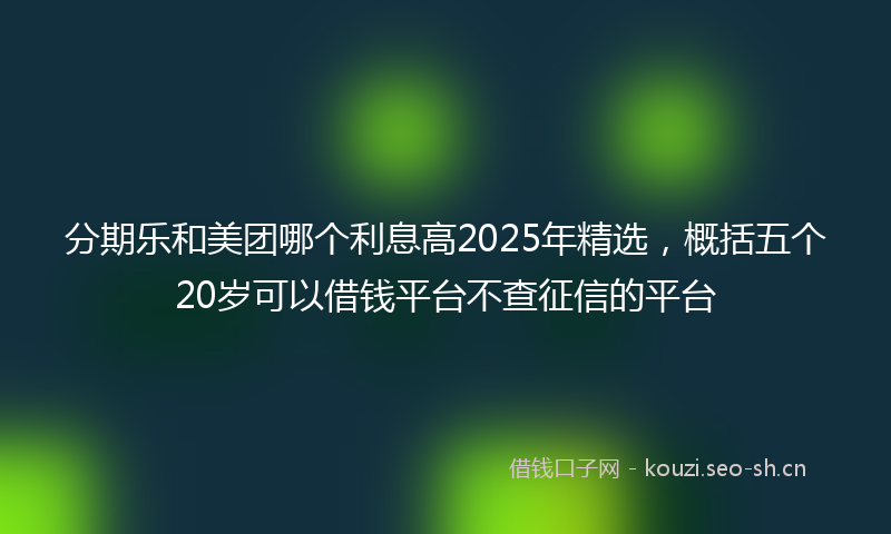 分期乐和美团哪个利息高2025年精选,概括五个20岁可以借钱平台不查征信的平台