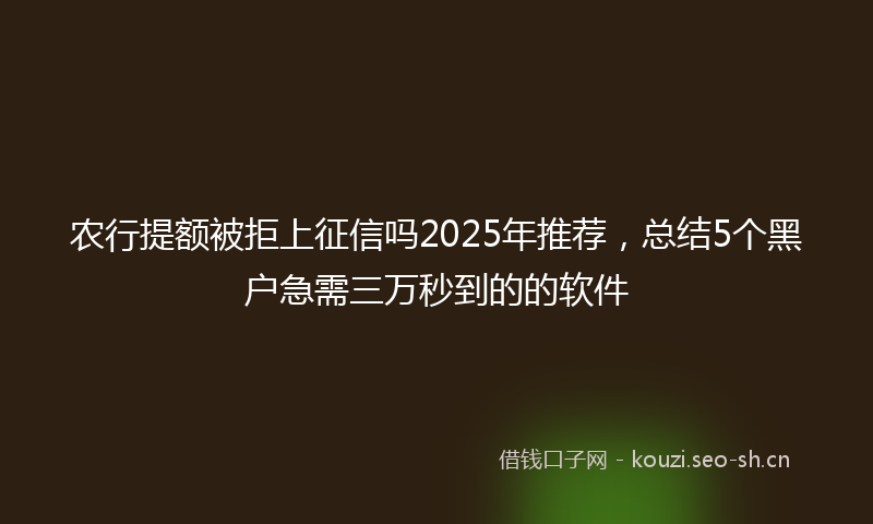 农行提额被拒上征信吗2025年推荐，总结5个黑户急需三万秒到的的软件