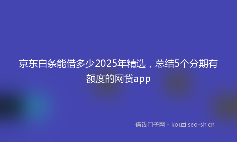 京东白条能借多少2025年精选,总结5个分期有额度的网贷app