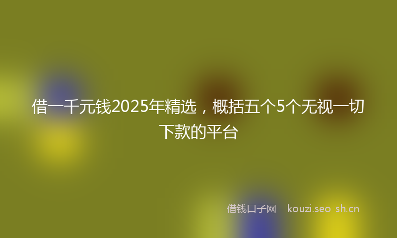 借一千元钱2025年精选，概括五个5个无视一切下款的平台
