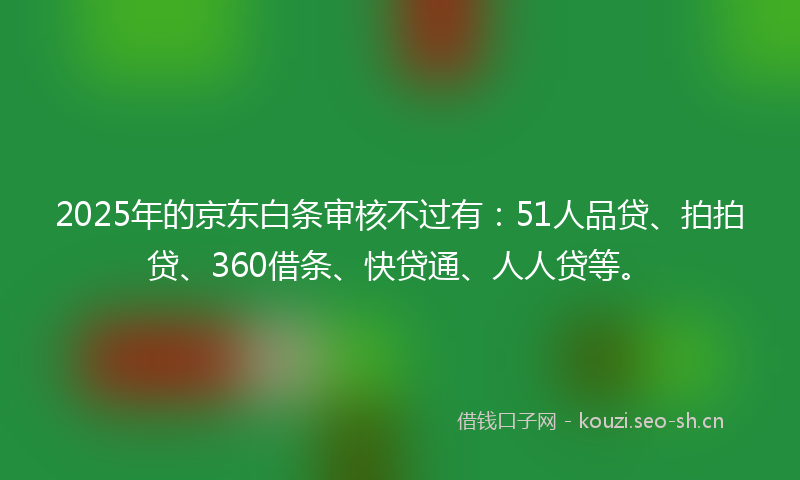 2025年的京东白条审核不过有：51人品贷、拍拍贷、360借条、快贷通、人人贷等。