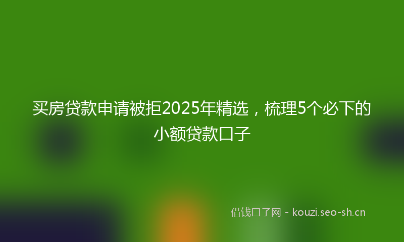 买房贷款申请被拒2025年精选，梳理5个必下的小额贷款口子