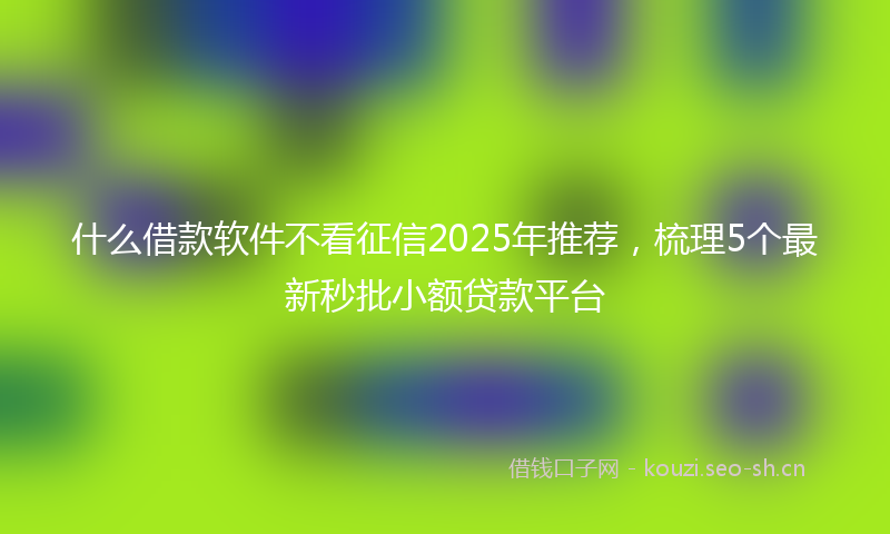 什么借款软件不看征信2025年推荐，梳理5个最新秒批小额贷款平台