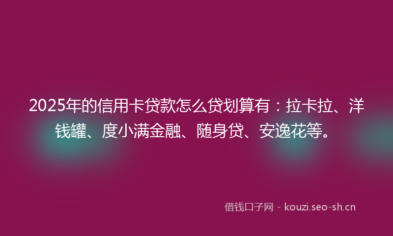 2025年的信用卡贷款怎么贷划算有：拉卡拉、洋钱罐、度小满金融、随身贷、安逸花等。
