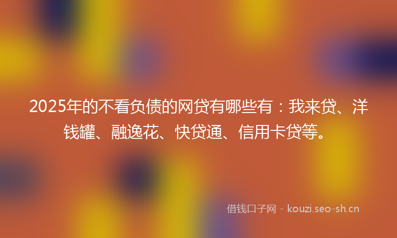 2025年的不看负债的网贷有哪些有：我来贷、洋钱罐、融逸花、快贷通、信用卡贷等。