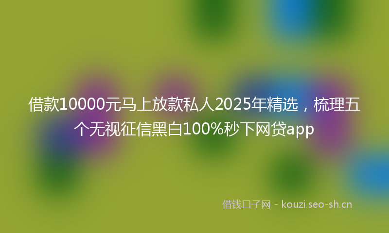 借款10000元马上放款私人2025年精选，梳理五个无视征信黑白100%秒下网贷app