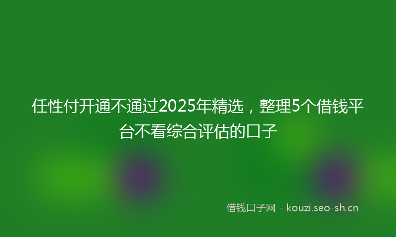 任性付开通不通过2025年精选，整理5个借钱平台不看综合评估的口子