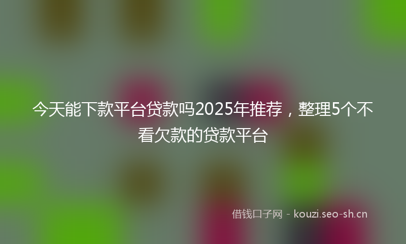 今天能下款平台贷款吗2025年推荐，整理5个不看欠款的贷款平台