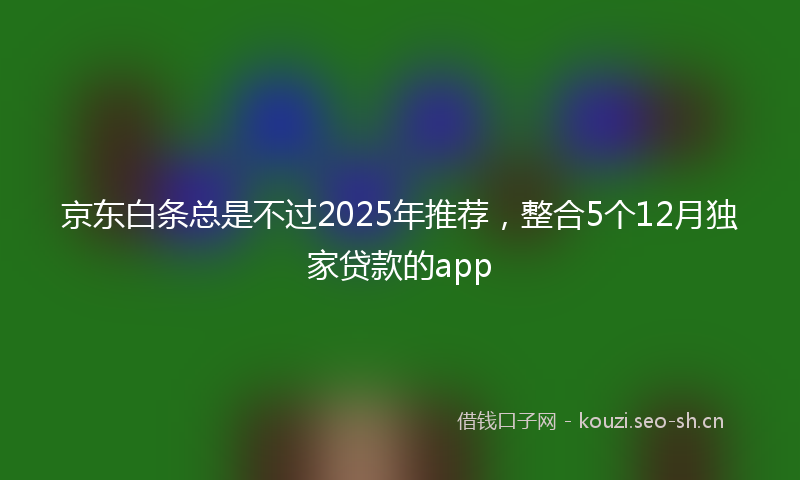 京东白条总是不过2025年推荐，整合5个12月独家贷款的app