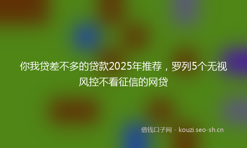 你我贷差不多的贷款2025年推荐,罗列5个无视风控不看征信的网贷