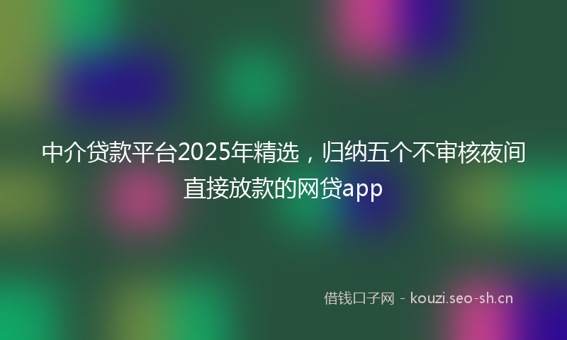 中介贷款平台2025年精选，归纳五个不审核夜间直接放款的网贷app