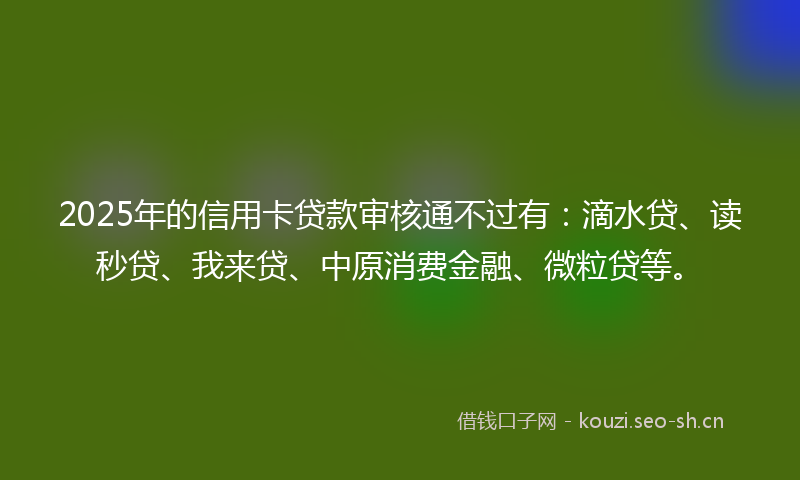 2025年的信用卡贷款审核通不过有：滴水贷、读秒贷、我来贷、中原消费金融、微粒贷等。