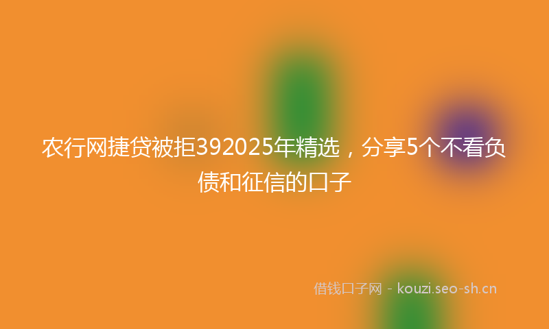 农行网捷贷被拒392025年精选,分享5个不看负债和征信的口子