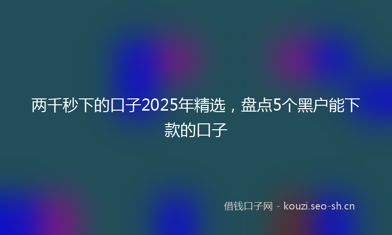 两千秒下的口子2025年精选，盘点5个黑户能下款的口子