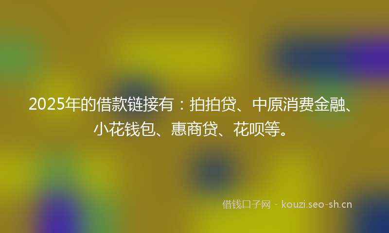 2025年的借款链接有：拍拍贷、中原消费金融、小花钱包、惠商贷、花呗等。