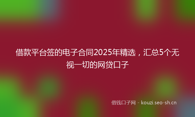 借款平台签的电子合同2025年精选，汇总5个无视一切的网贷口子