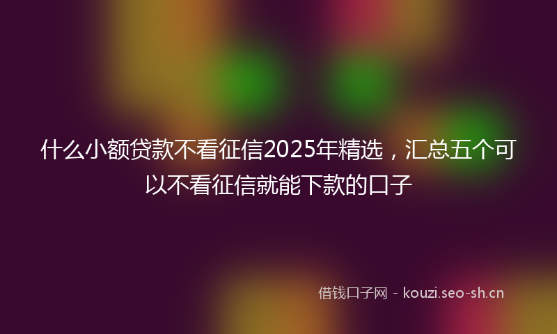 什么小额贷款不看征信2025年精选，汇总五个可以不看征信就能下款的口子