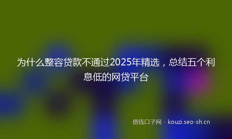 为什么整容贷款不通过2025年精选，总结五个利息低的网贷平台