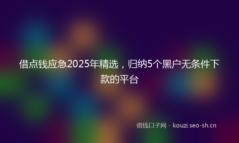 借点钱应急2025年精选，归纳5个黑户无条件下款的平台