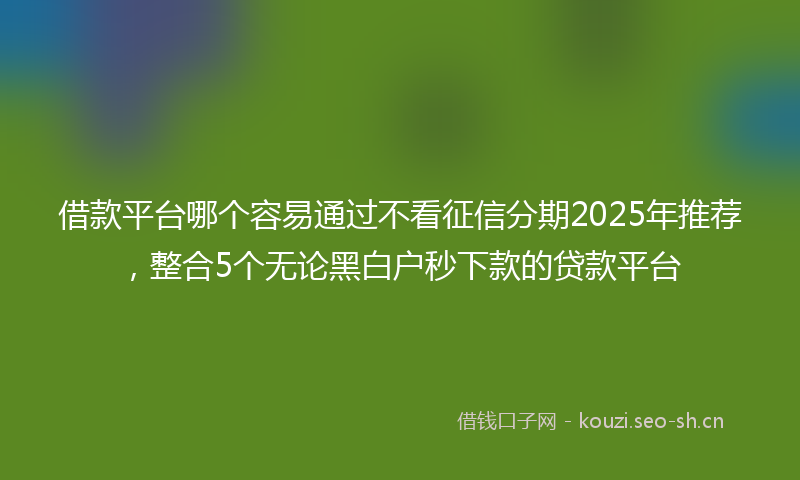 借款平台哪个容易通过不看征信分期2025年推荐，整合5个无论黑白户秒下款的贷款平台