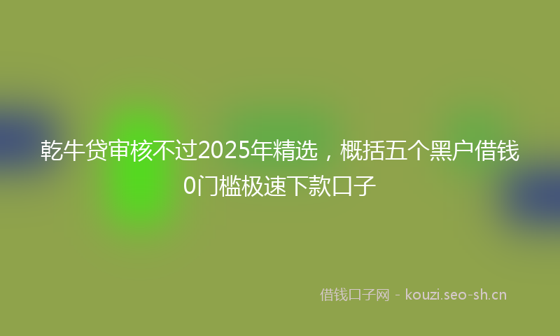 乾牛贷审核不过2025年精选,概括五个黑户借钱0门槛极速下款口子