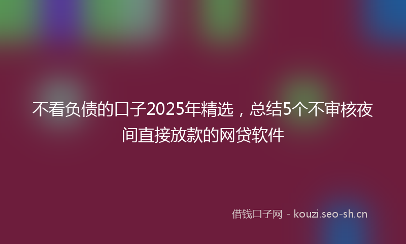 不看负债的口子2025年精选，总结5个不审核夜间直接放款的网贷软件