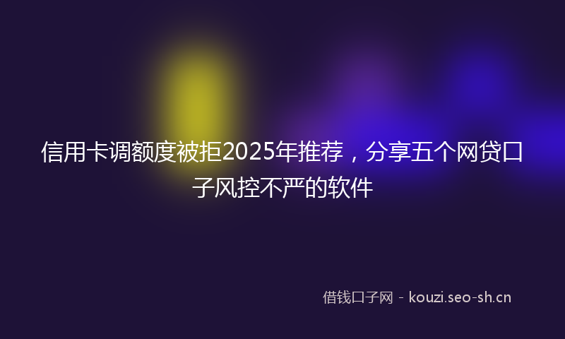 信用卡调额度被拒2025年推荐，分享五个网贷口子风控不严的软件