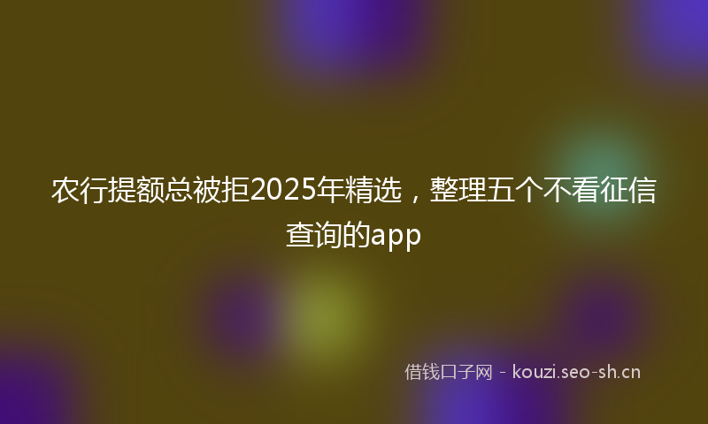 农行提额总被拒2025年精选，整理五个不看征信查询的app
