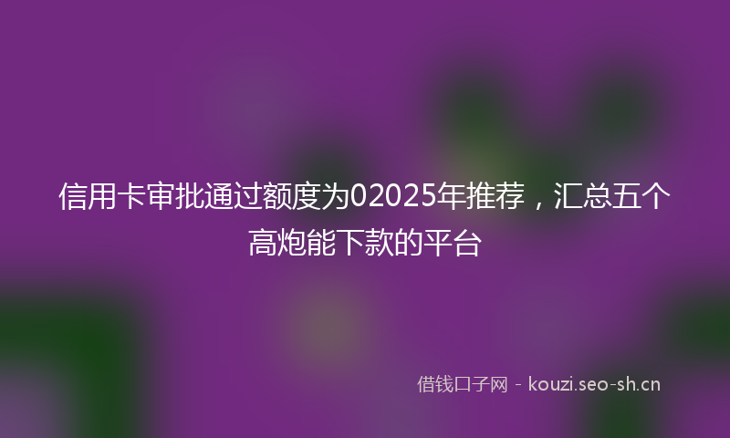 信用卡审批通过额度为02025年推荐，汇总五个高炮能下款的平台
