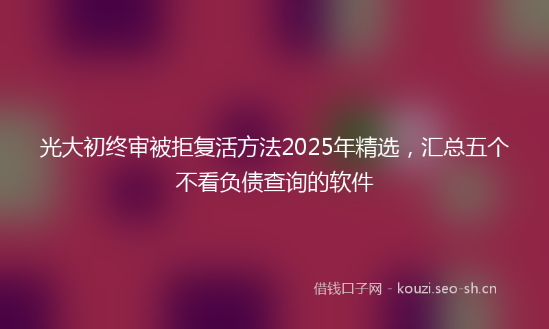 光大初终审被拒复活方法2025年精选，汇总五个不看负债查询的软件
