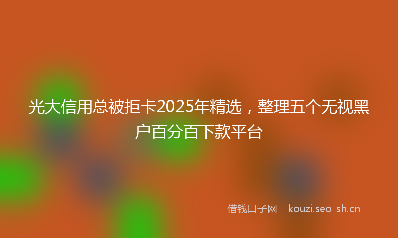 光大信用总被拒卡2025年精选，整理五个无视黑户百分百下款平台