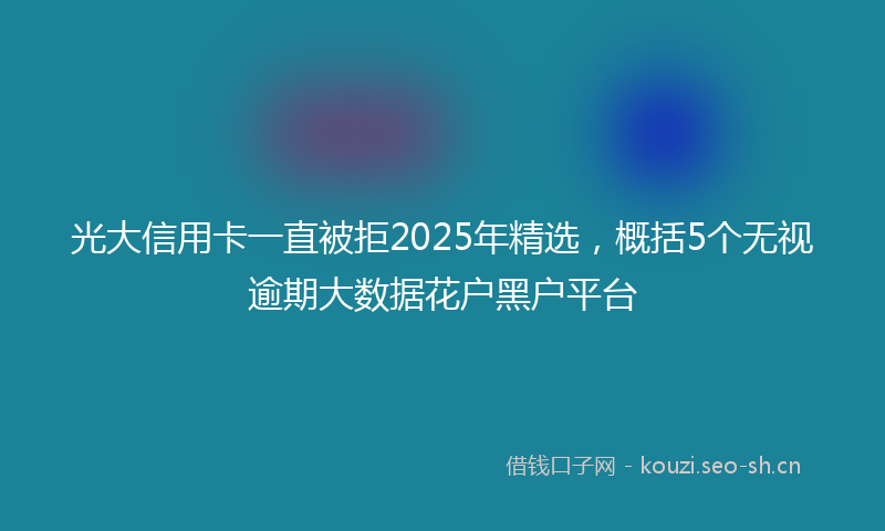 光大信用卡一直被拒2025年精选，概括5个无视逾期大数据花户黑户平台