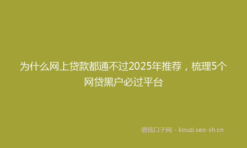 为什么网上贷款都通不过2025年推荐，梳理5个网贷黑户必过平台