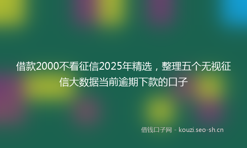 借款2000不看征信2025年精选，整理五个无视征信大数据当前逾期下款的口子