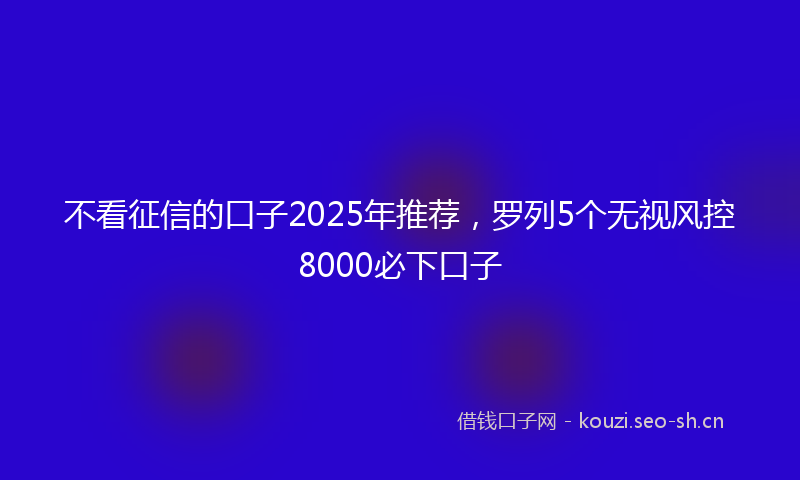 不看征信的口子2025年推荐，罗列5个无视风控8000必下口子