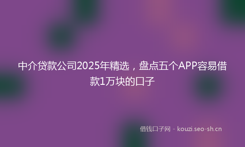 中介贷款公司2025年精选，盘点五个APP容易借款1万块的口子