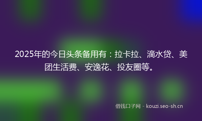 2025年的今日头条备用有：拉卡拉、滴水贷、美团生活费、安逸花、投友圈等。
