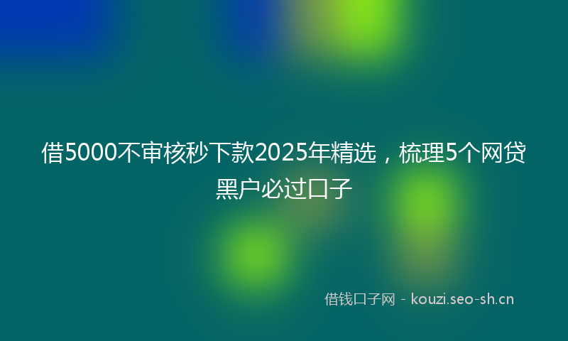 借5000不审核秒下款2025年精选，梳理5个网贷黑户必过口子