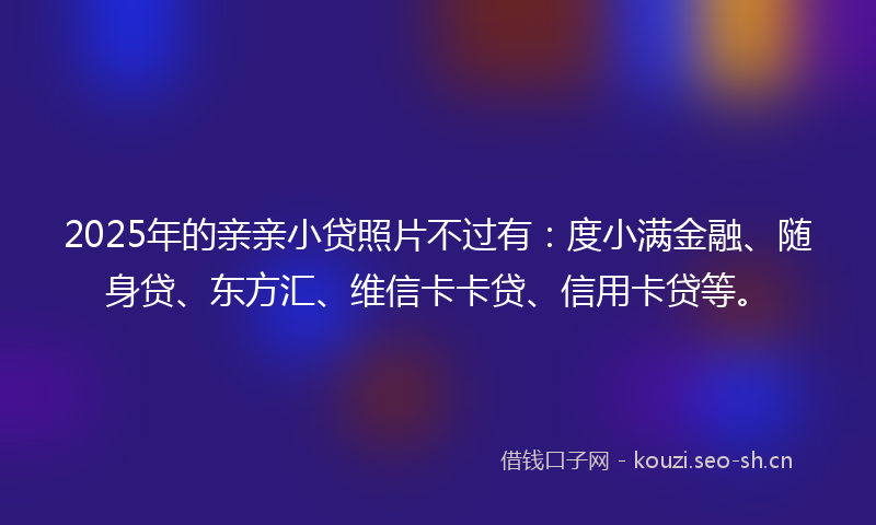2025年的亲亲小贷照片不过有：度小满金融、随身贷、东方汇、维信卡卡贷、信用卡贷等。
