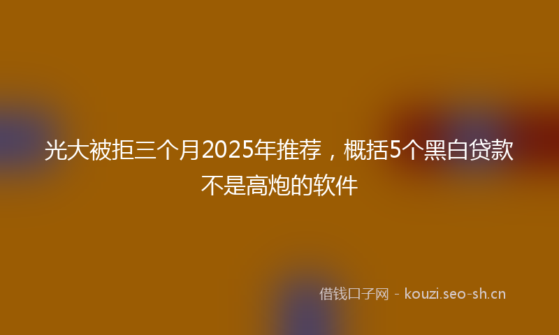 光大被拒三个月2025年推荐,概括5个黑白贷款不是高炮的软件