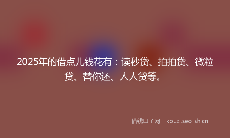 2025年的借点儿钱花有：读秒贷、拍拍贷、微粒贷、替你还、人人贷等。