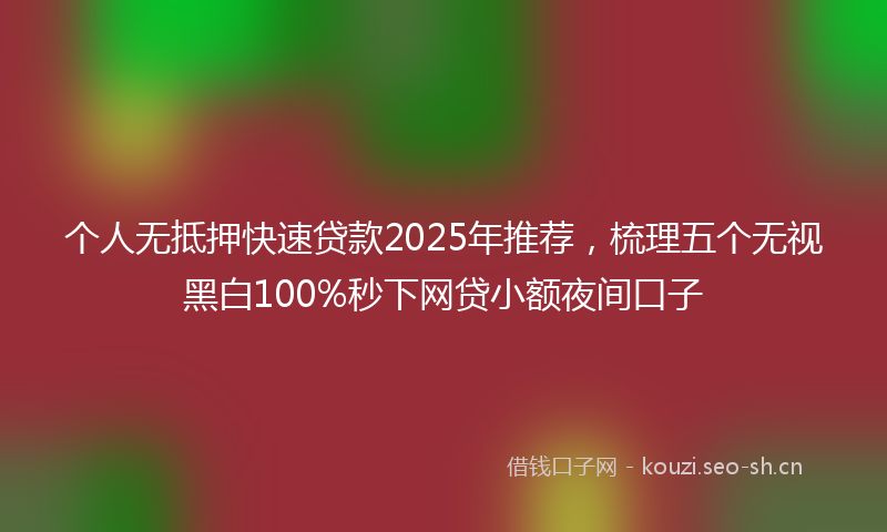 个人无抵押快速贷款2025年推荐，梳理五个无视黑白100%秒下网贷小额夜间口子