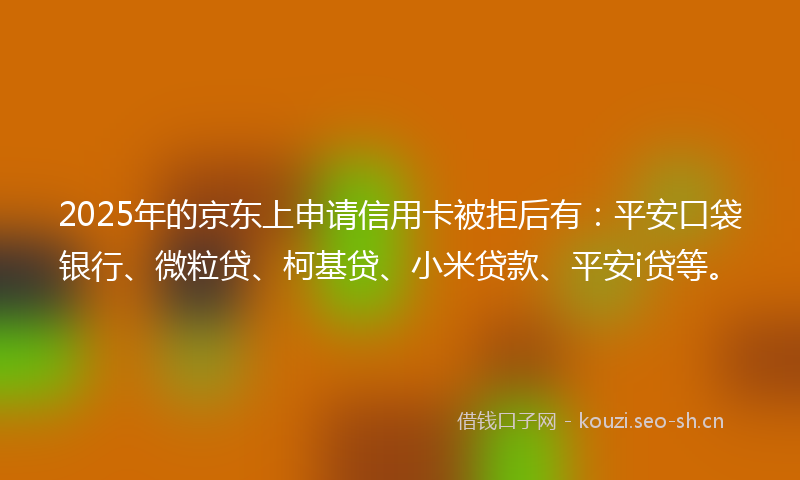 2025年的京东上申请信用卡被拒后有：平安口袋银行、微粒贷、柯基贷、小米贷款、平安i贷等。