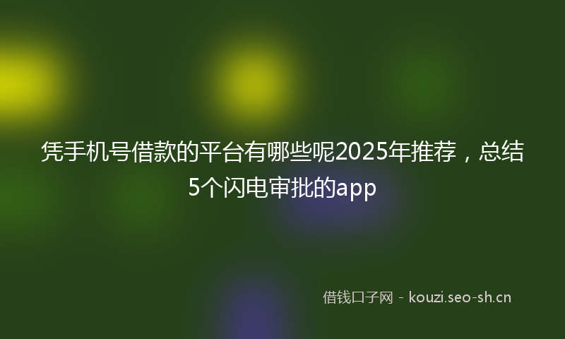 凭手机号借款的平台有哪些呢2025年推荐,总结5个闪电审批的app