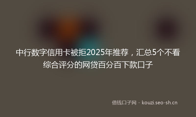 中行数字信用卡被拒2025年推荐，汇总5个不看综合评分的网贷百分百下款口子