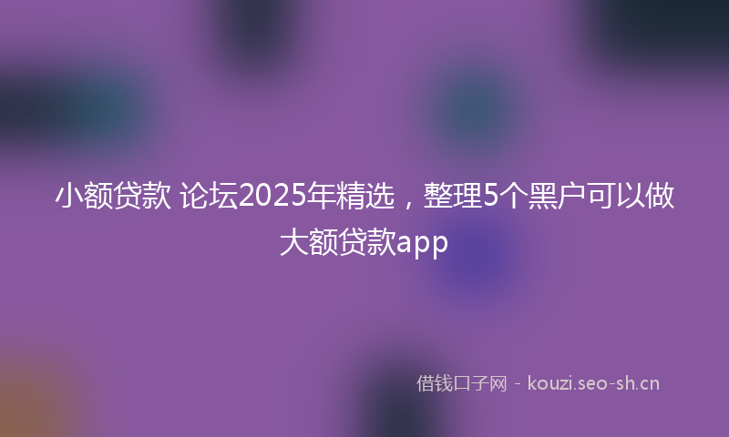 小额贷款 论坛2025年精选，整理5个黑户可以做大额贷款app