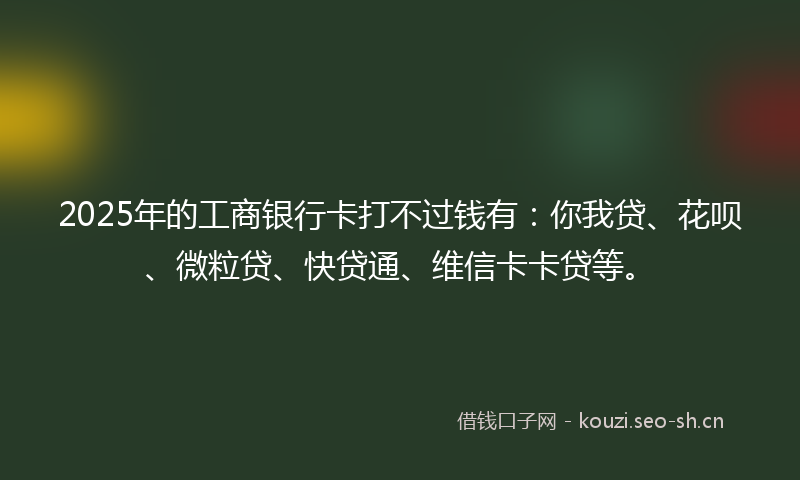2025年的工商银行卡打不过钱有：你我贷、花呗、微粒贷、快贷通、维信卡卡贷等。